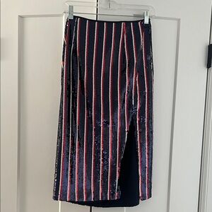 Lovers + Friends Striped Sequin Pencil Skirt